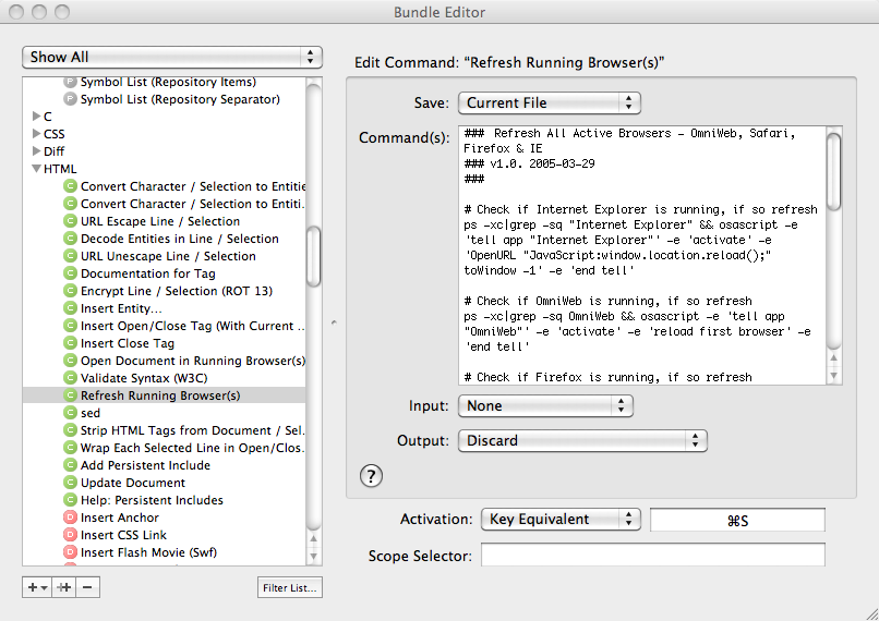 TextMate Bundle Editor